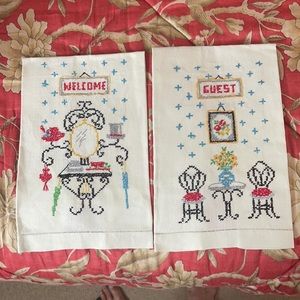 Vintage handmade embroidered guest towels